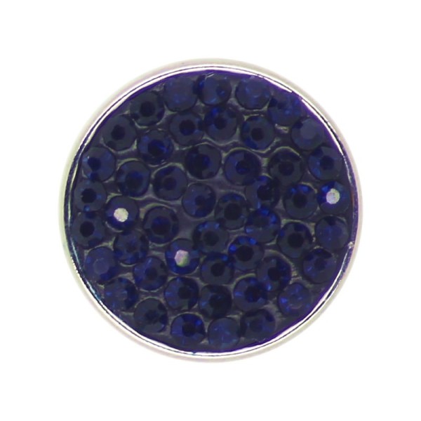 Bouton pression en laiton 20 mm bleu nuit avec strass - Photo n°1