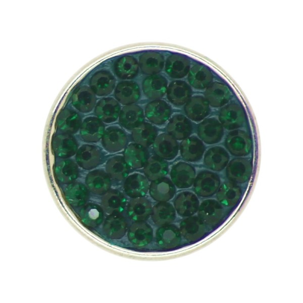 Bouton pression en laiton 20 mm vert foncé avec strass - Photo n°1