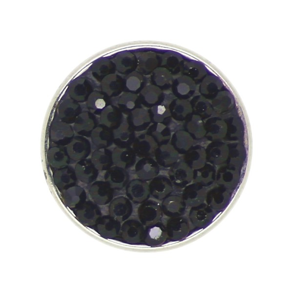 Bouton pression en laiton 20 mm noir avec strass - Photo n°1