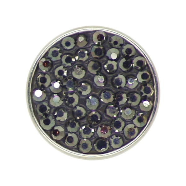 Bouton pression en laiton 20 mm gris anthracite avec strass - Photo n°1