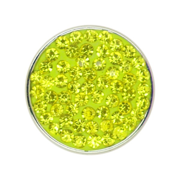 Bouton pression en laiton 20 mm vert jaune avec strass - Photo n°1