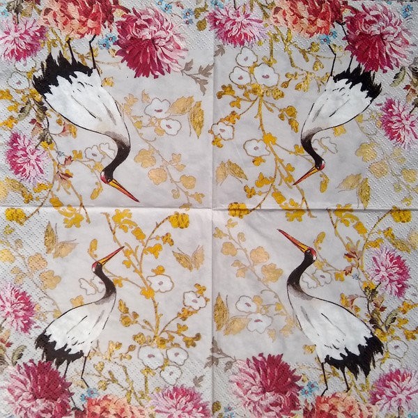 4 serviettes en papier découpage collage 33 cm OISEAU CHINOIS O 260 - Photo n°2