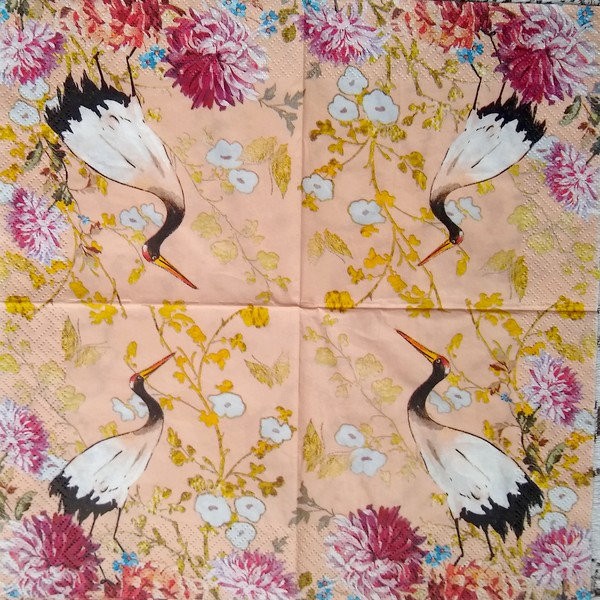4 serviettes en papier découpage collage 33 cm 0ISEAU CHINOIS O 262 - Photo n°2