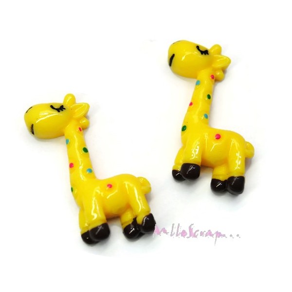 Cabochons girafes résine jaune - 2 pièces - Photo n°1