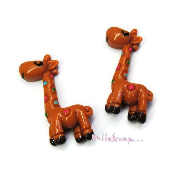 Cabochons girafes résine marron - 2 pièces - Photo n°1
