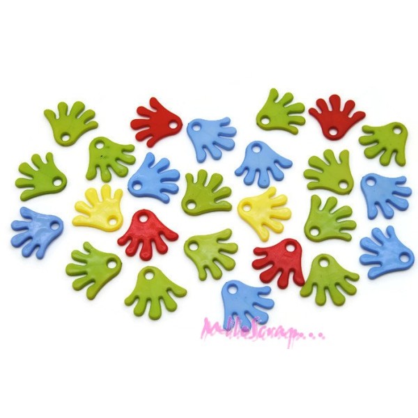 Breloques mains plastique multicolore - 25 pièces - Photo n°1