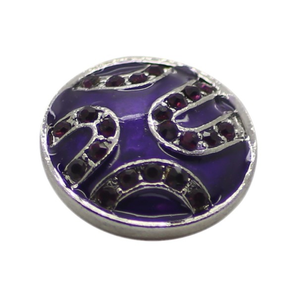 Bouton pression en laiton 19 mm à motifs violet strass - Photo n°1