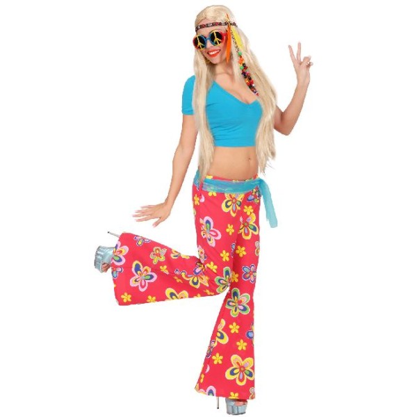Pantalon femme hippie rouge à fleurs -Taille M/L - Photo n°1