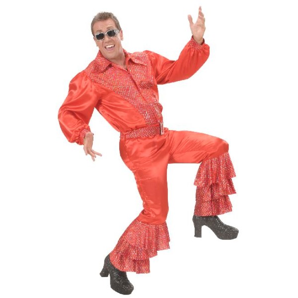 Pantalon homme carnaval rouge à paillettes - Taille M - Photo n°1