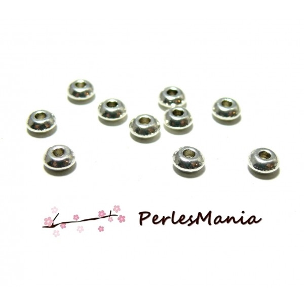 150610154218 PAX 100 perles intercalaires rondelle 4mm métal couleur Argent Platine - Photo n°1