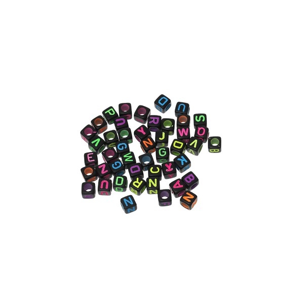 PS1148352 PAX 250 pendentifs Perles intercalaire passants Cube Alphabet Acryliques 6mm - Photo n°2