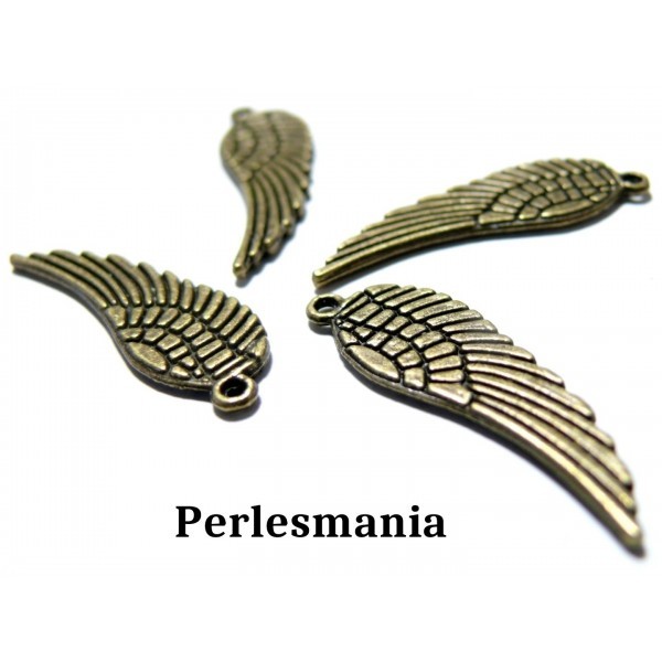 Lot de 20 breloques pendentifs plumes métal couleur Bronze ref 2A3259 - Photo n°1