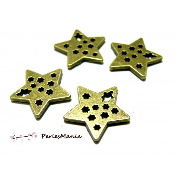 Lot de 20 pendentifs breloques ETOILES multiples metal couleur Bronze 2Y7705 - Photo n°1