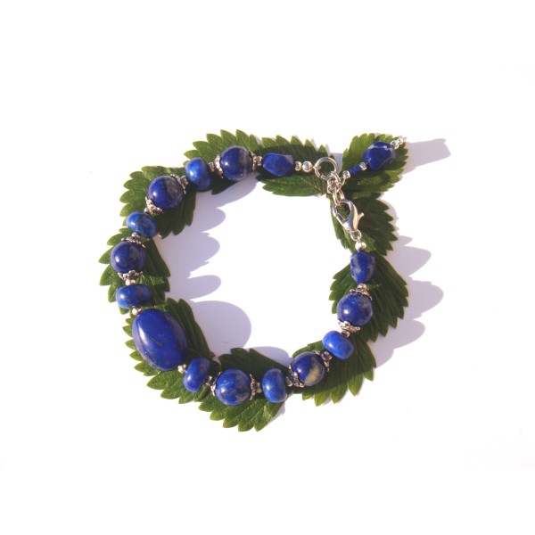 Bracelet Lapis Lazuli 17.5 à 18.5 CM de tour de poignet - Photo n°2