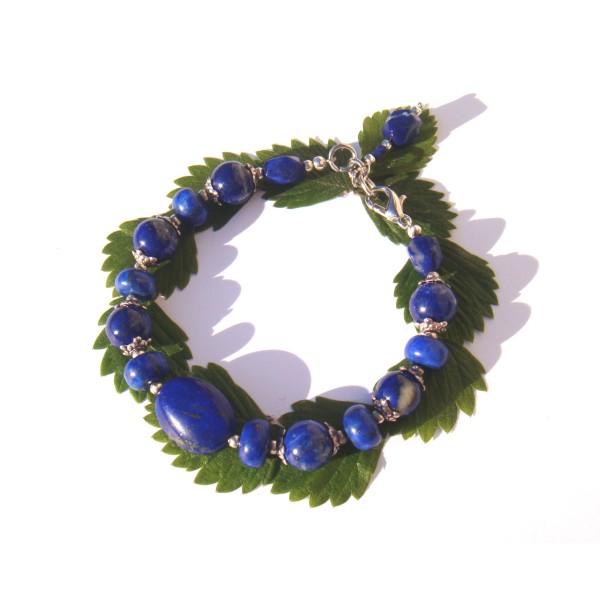 Bracelet Lapis Lazuli 17.5 à 18.5 CM de tour de poignet - Photo n°1