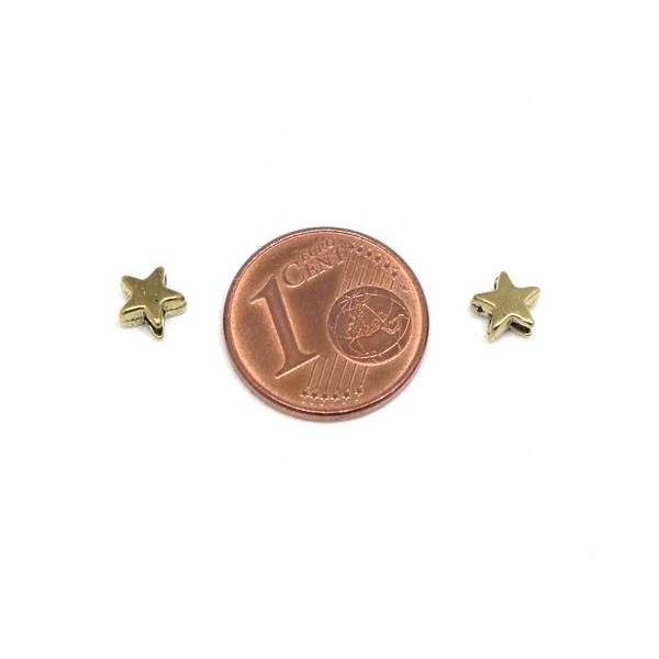 R-50 Mini Perles Étoiles Doré En Métal 5mm - Photo n°2