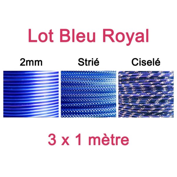 Lot fil alu bleu royal 2mm - 3 x 1m - Photo n°1