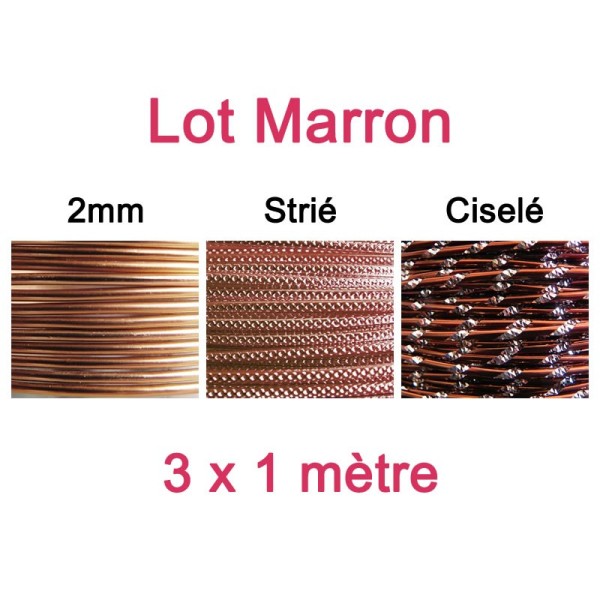 Lot fil alu marron 2mm - 3 x 1m - Photo n°1