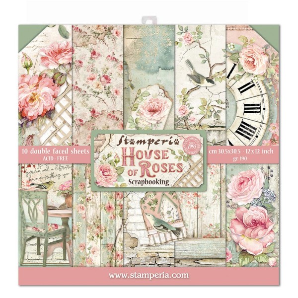 Papier scrapbooking Stamperia - House of roses - 30x30 cm - 10 feuilles - Photo n°1