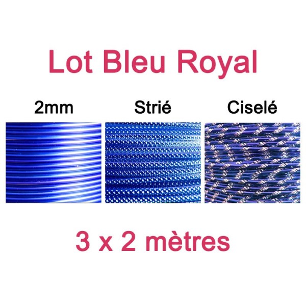 Lot fil alu bleu royal 2mm - 3 x 2m - Photo n°1