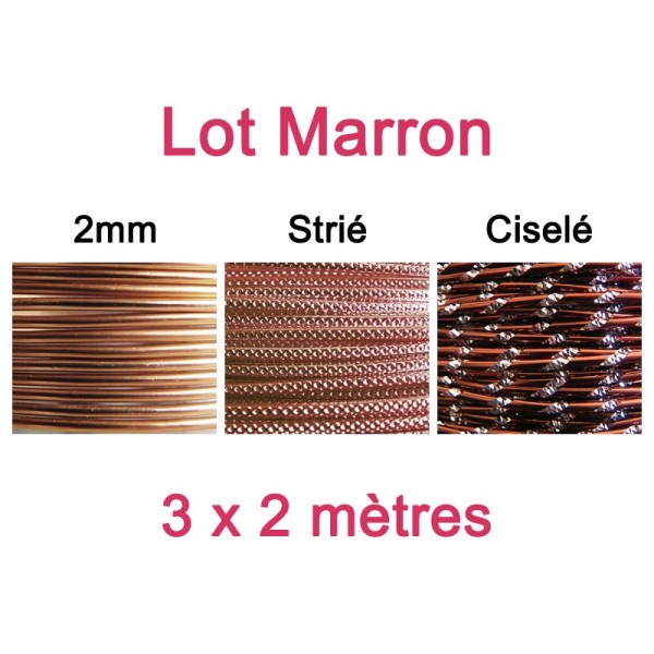 Lot fil alu marron 2mm - 3 x 2m - Photo n°1