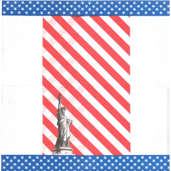 4 Serviettes en papier New York Statue de la Liberté Format Invité Decoupage Decopatch 214179 Duni - Photo n°2