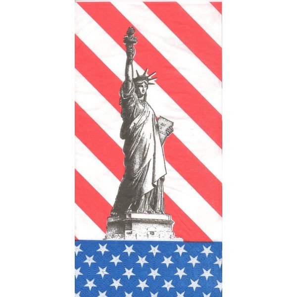 4 Serviettes en papier New York Statue de la Liberté Format Invité Decoupage Decopatch 214179 Duni - Photo n°1