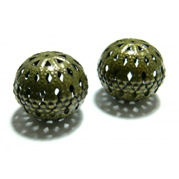 Lot de 20 perles intercalaires arabesque ref P58Y 20 par 17mm métal couleur Bronze - Photo n°1