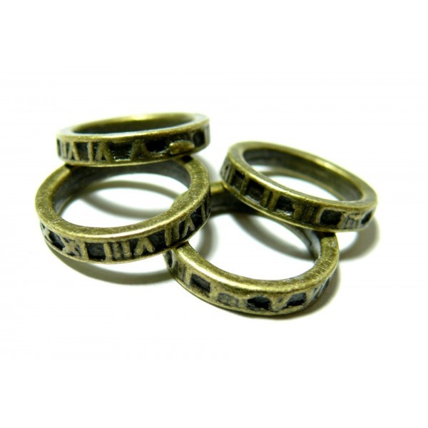Lot de 20 pendentifs anneaux de jonction avec chiffre métal couleur Bronze P21314 - Photo n°1