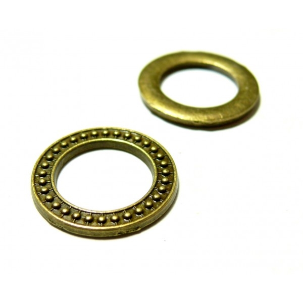 Lot de 20 pendentifs anneau rond et picot métal couleur Bronze 2Y5712 - Photo n°1