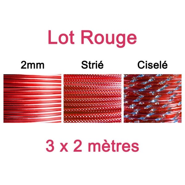 Lot fil alu rouge 2mm - 3 x 2m - Photo n°1