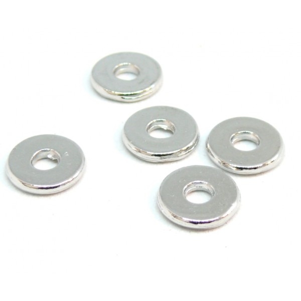 PS110202867Q Lot de 50 perles intercalaires Rondelles 8 par 1,5mm métal couleur Argent Platine - Photo n°1