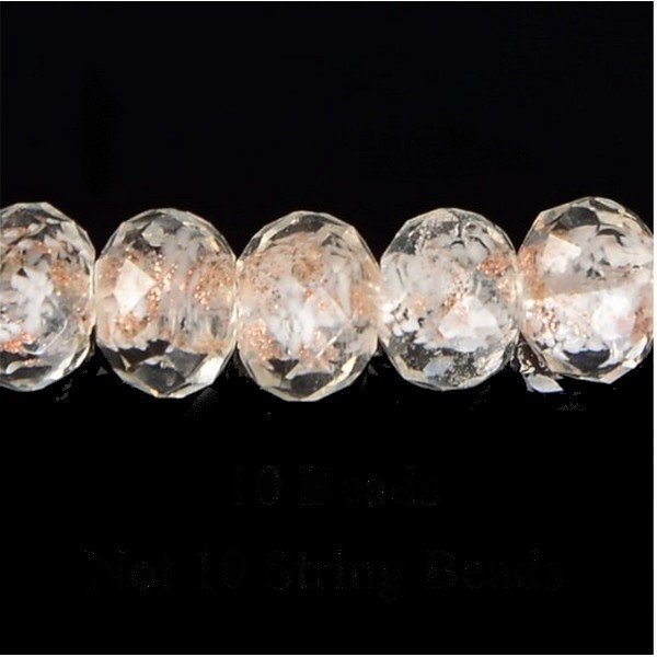 5 perles ronde de verre lampwork à facettes 5 x 8 mm CRISTAL DORE - Photo n°1