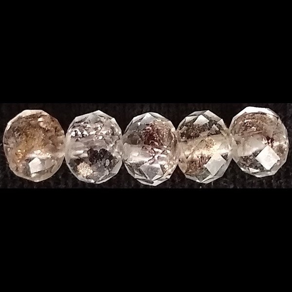 5 perles ronde de verre lampwork à facettes 5 x 8 mm CRISTAL MARRON NOIR - Photo n°1