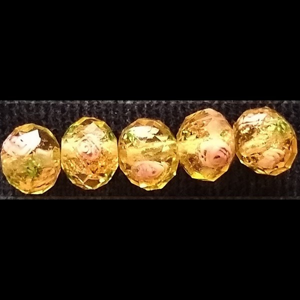 5 perles ronde de verre lampwork à facettes 5 x 8 mm DORE - Photo n°1