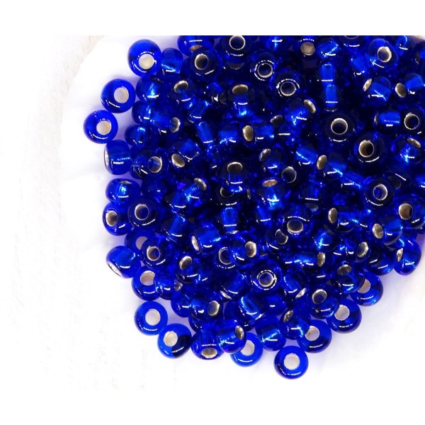20g Bleu Saphir Argent Bordée de PRECIOSA de Semences de Perles de Rocaille Entretoise de Perles de - Photo n°1