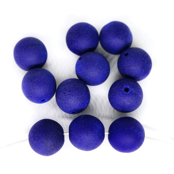 16pcs Mat Profond Bleu Cobalt Foncé ronde Ronde Perles de Verre tchèque 8mm - Photo n°1
