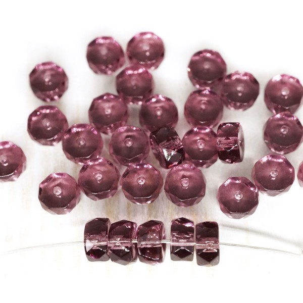 60pcs Cristal Violet Plat Monnaie Rond de Feu Poli Facettes de Disque Rondelle Perles de Verre tchèq - Photo n°1