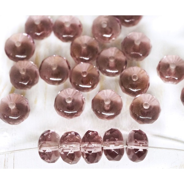 40pcs Cristal de Feu Violet Poli Rond à Facettes Rondelle Ronde Verre tchèque 7mm x 4mm - Photo n°1