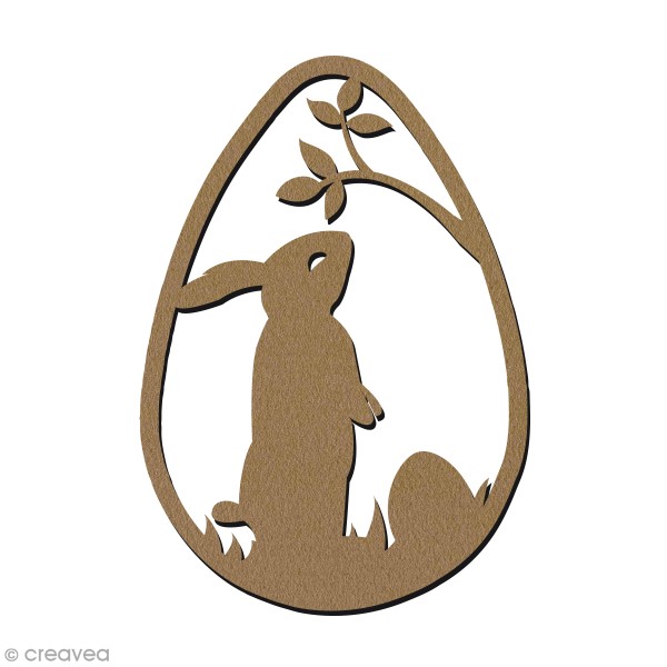 Forme d'oeuf en bois à décorer - Lapin de Pâques - 8,5 cm - Photo n°1