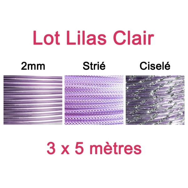 Lot fil alu lilas clair 2mm - 3 x 5m - Photo n°1