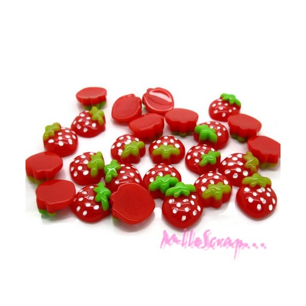 Cabochons fraises résine rouge - 10 pièces - Photo n°1