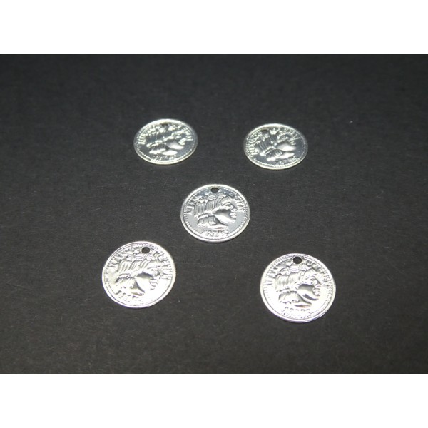 5 Sequins ronds Pièce de monnaie 10mm argenté - Photo n°1