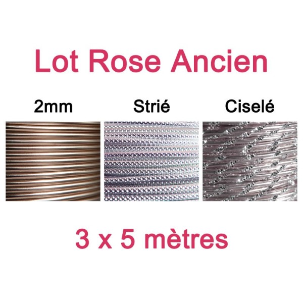 Lot fil alu rose ancien 2mm - 3 x 5m - Photo n°1