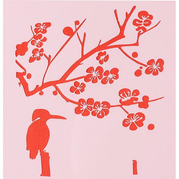 POCHOIR PLASTIQUE 13*13cm : branches et oiseau (02) - Photo n°1