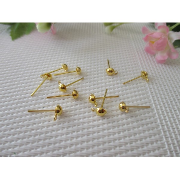 Support boucles d'oreilles puce 13 mm doré x 20 - Photo n°2