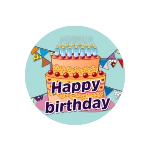 2 Cabochons Verre 20 mm, Cabochon Rond, Anniversaire Happy Birthday 1 - Photo n°1