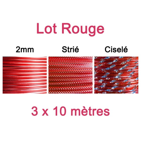 Lot fil alu rouge 2mm - 3 x 10m - Photo n°1