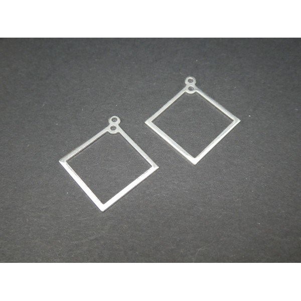 2 Connecteurs, chandeliers géométriques forme losange 26*24mm argenté - Photo n°1