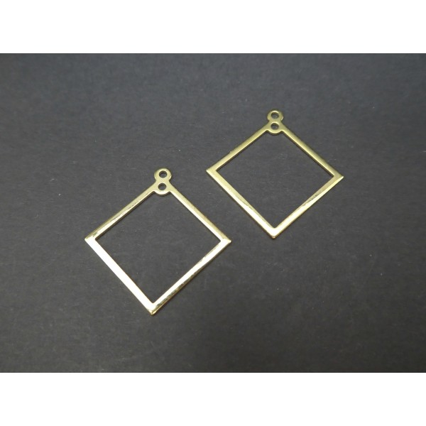 2 Connecteurs, chandeliers géométriques forme losange 26*24mm doré - Photo n°1